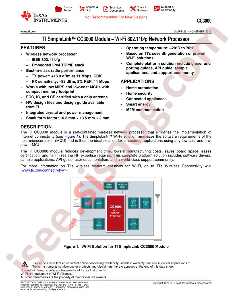 CC3000 Datasheet