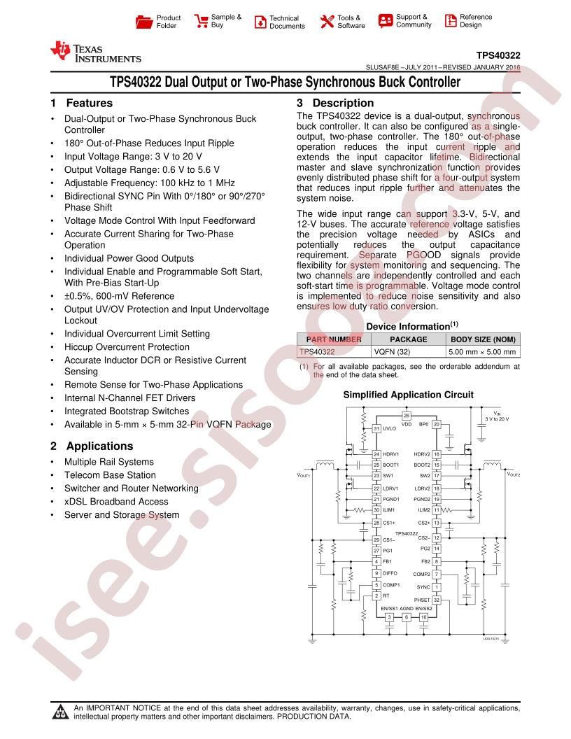 TPS40322 Datasheet