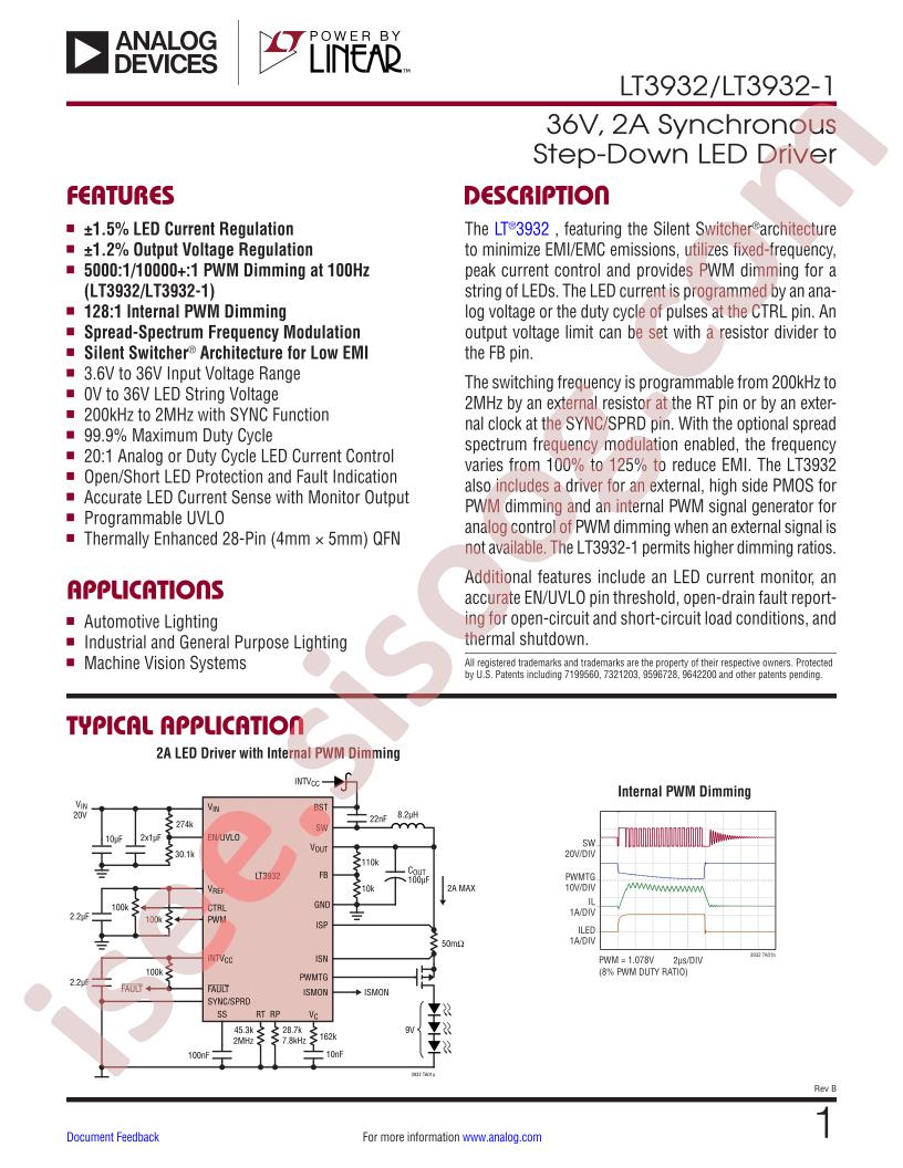 LT3932, LT3932-1 Datasheet