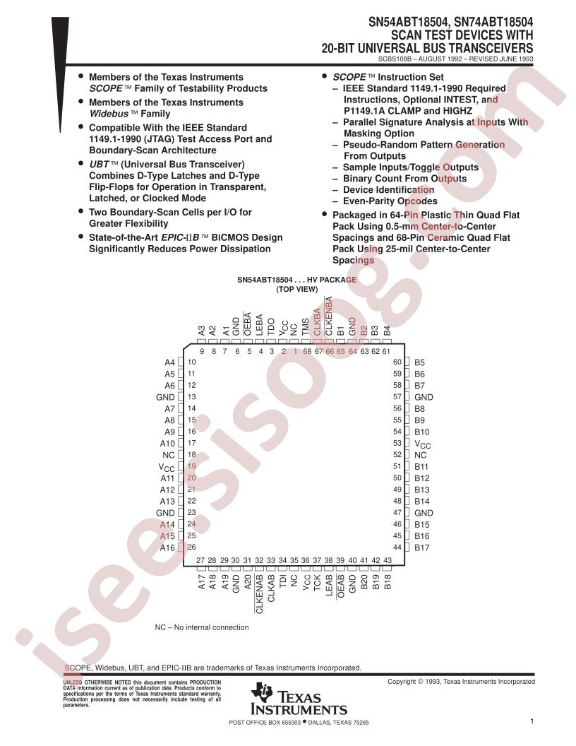 SN54ABT18504, SN74ABT18504