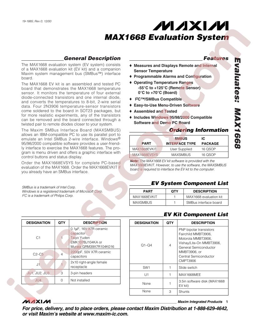 MAX1668 Eval System
