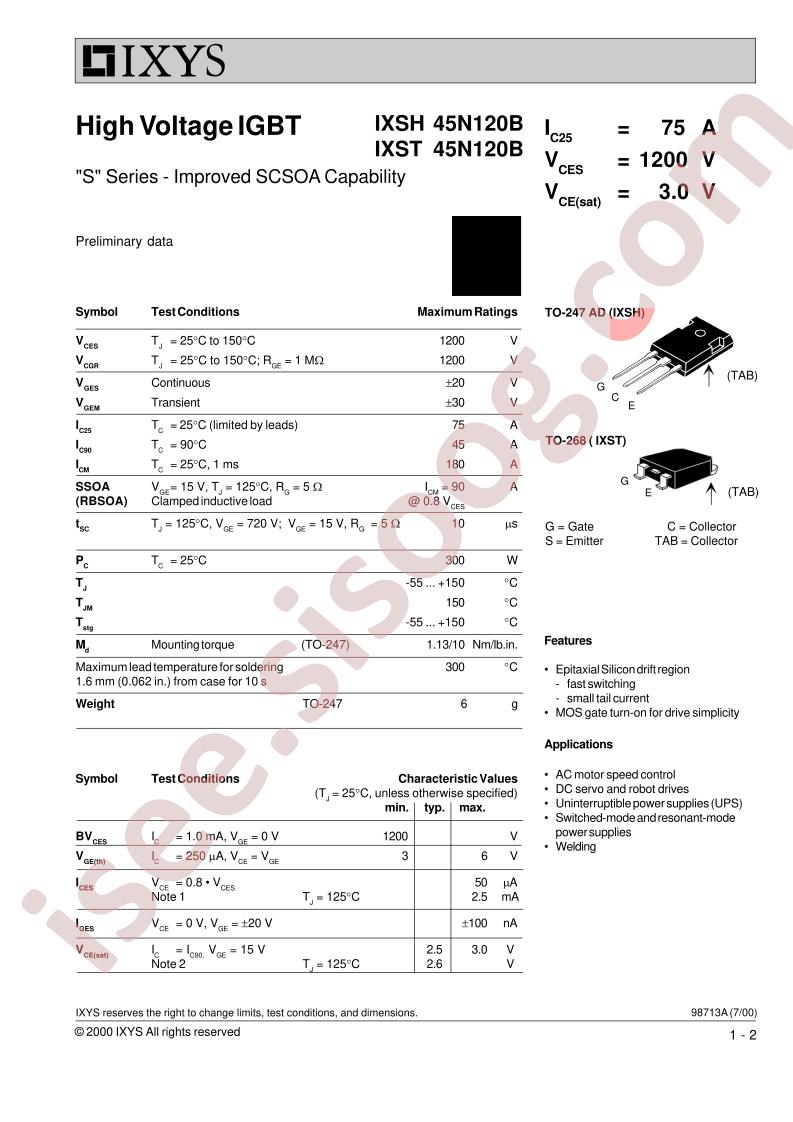 IXS(H,T)45N120B