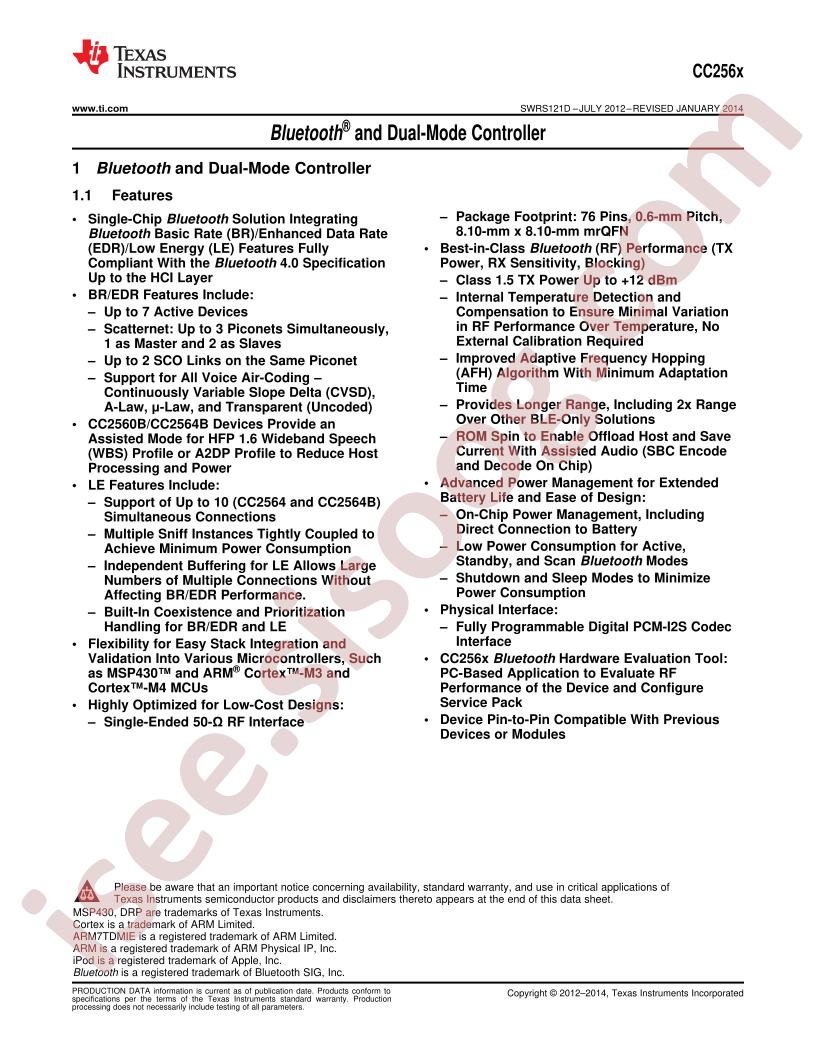 CC256x Datasheet