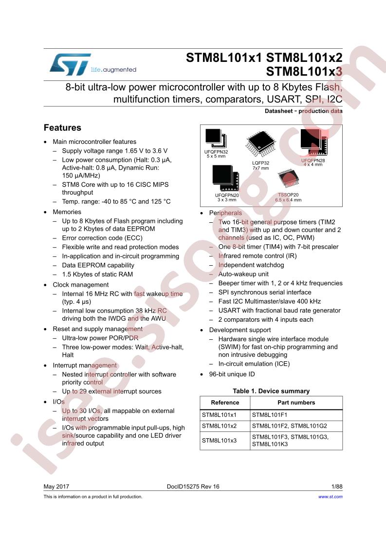 STM8L101x1, x2, x3