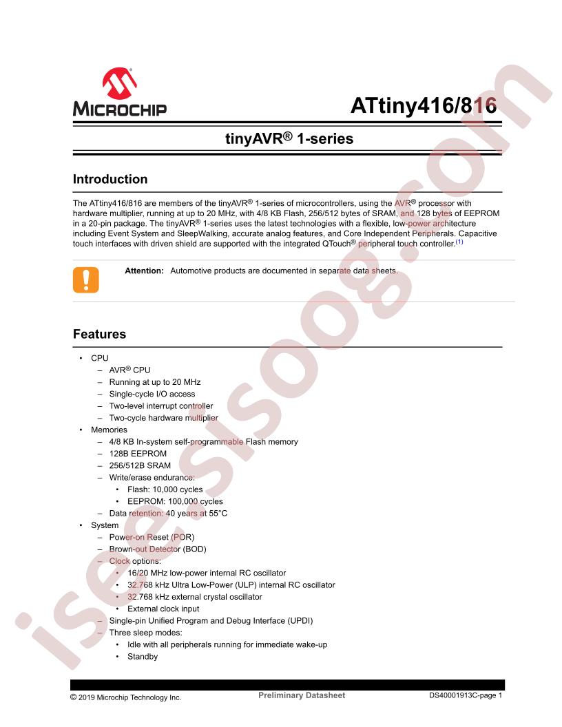 ATtiny416,816 Datasheet