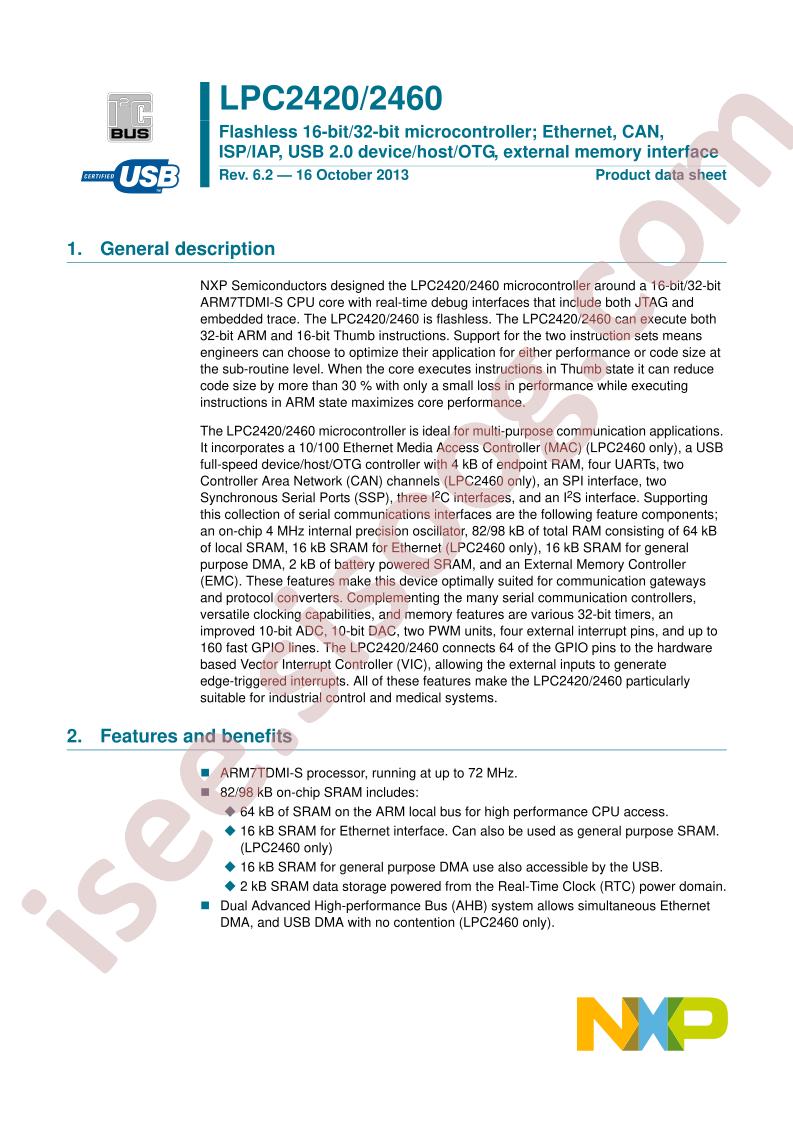 LPC2420,60 Datasheet