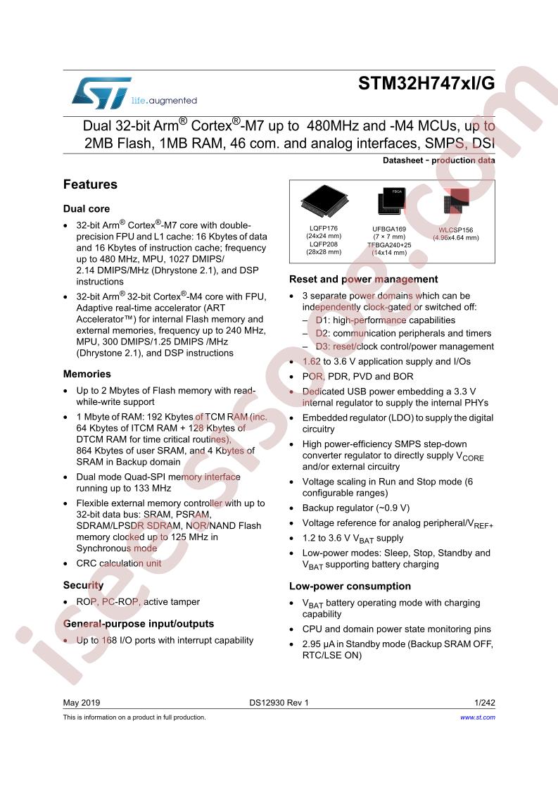 STM32H747XIH6 Datasheet