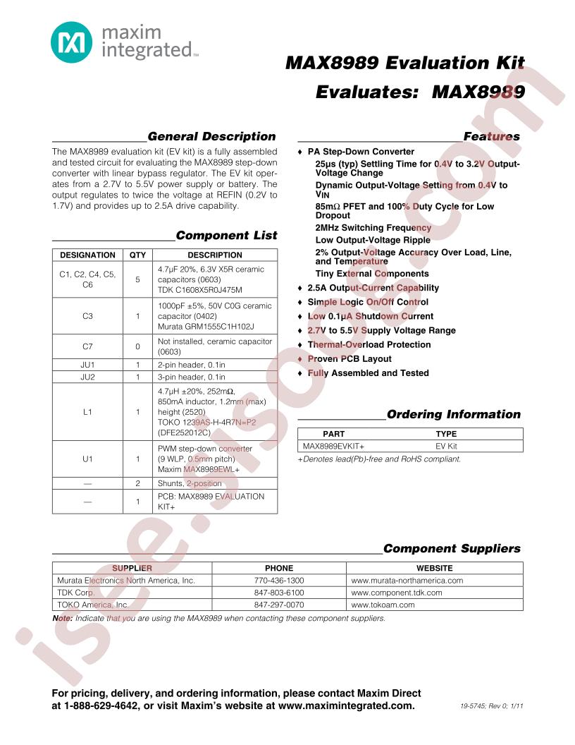 MAX8989 Eval Kit