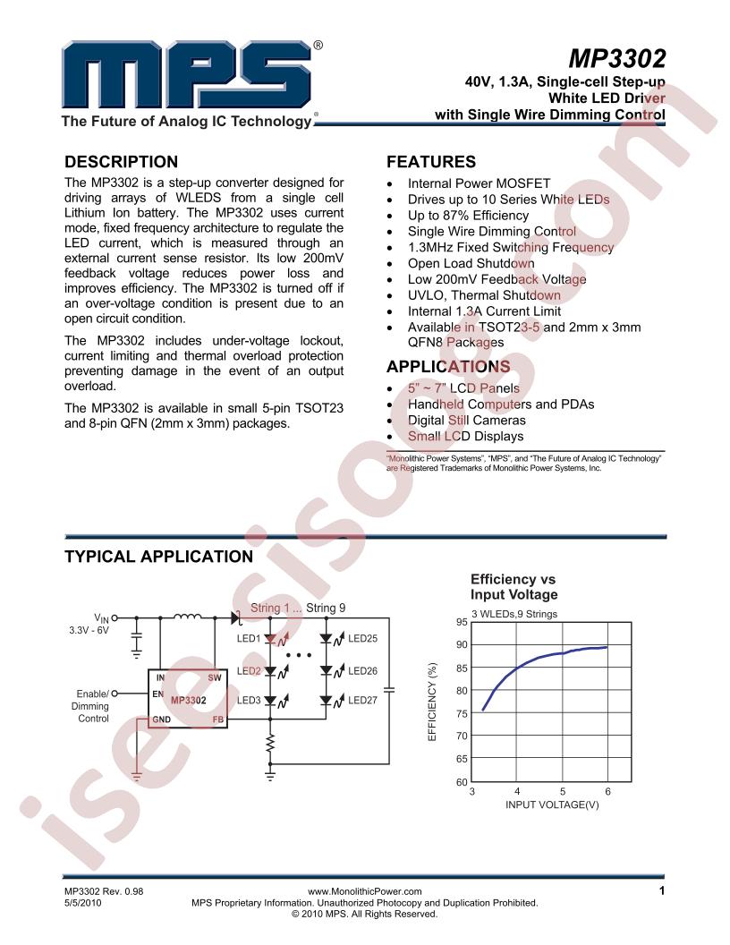 MP3302 Datasheet