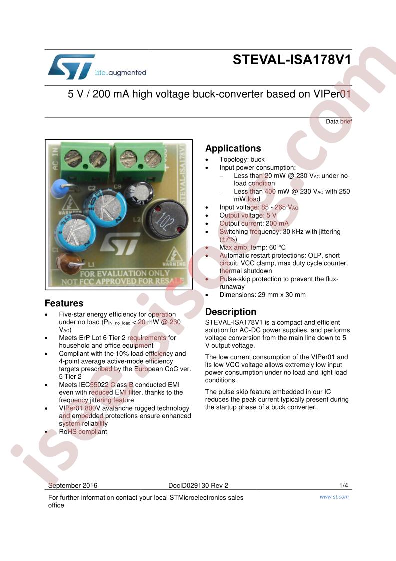 STEVAL-ISA178V1 Data Brief