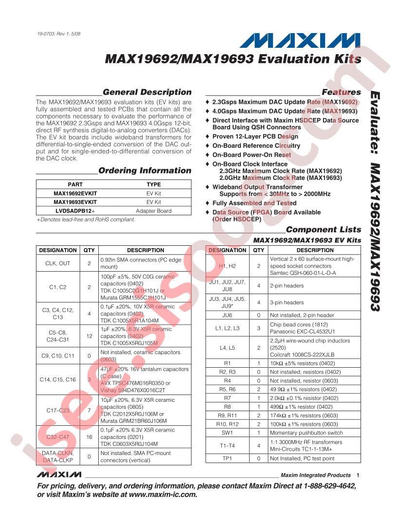 MAX19692/93 Eval Kits
