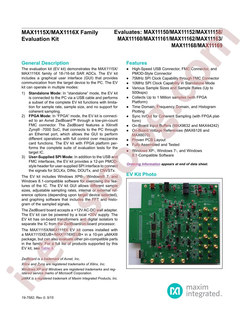 MAX1115X,16X Family Eval Kit