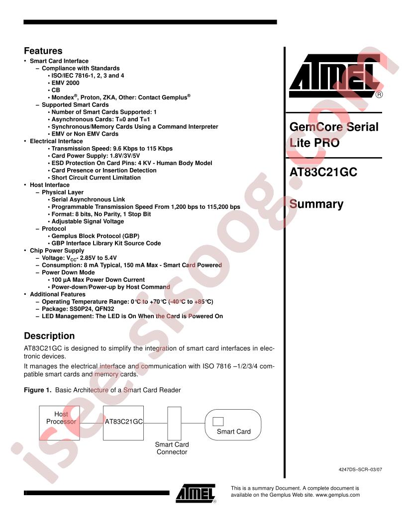 AT83C21GC Summary