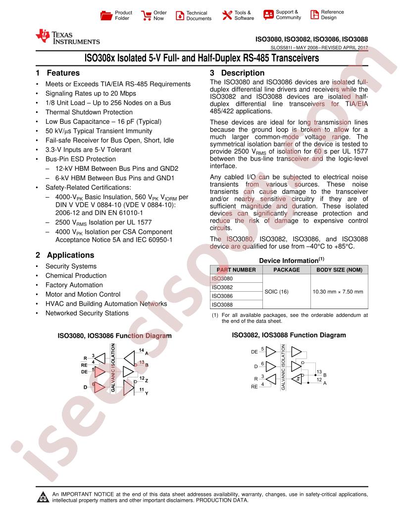 ISO3080,82,86,88 Datasheet