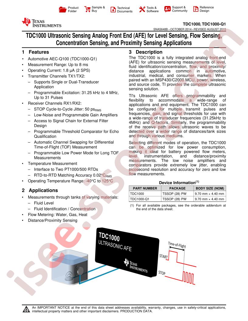 TDC1000(-Q1) Datasheet