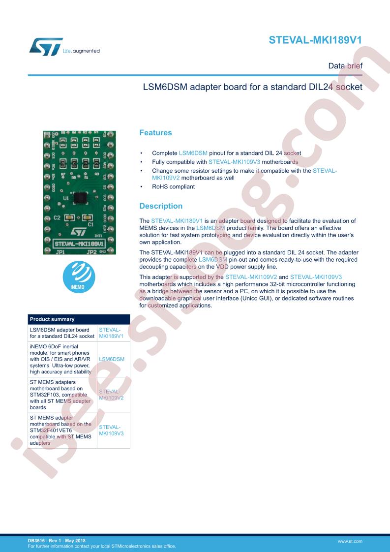 STEVAL-MKI189V1 Data Brief