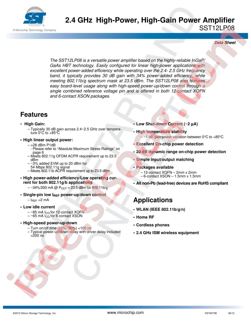 SST12LP08 Datasheet