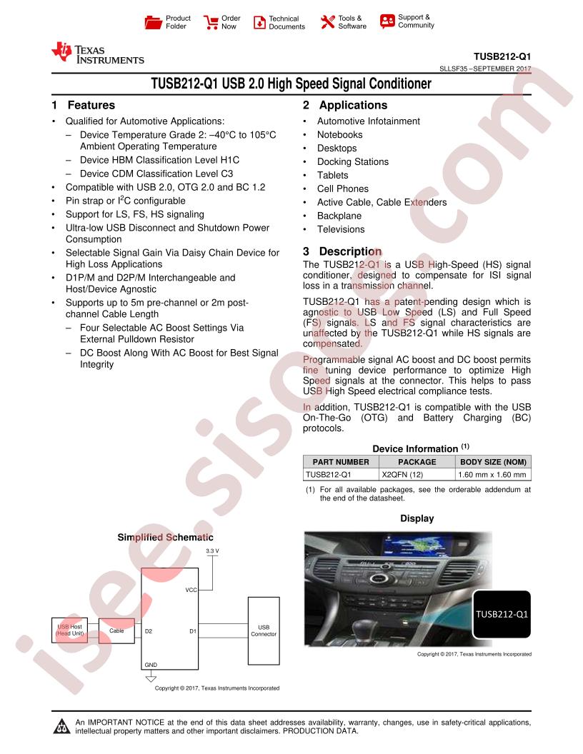 TUSB212-Q1 Datasheet