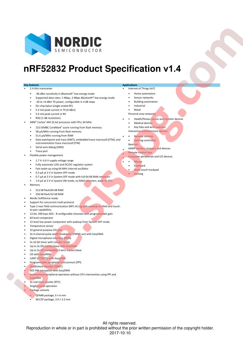 nRF52832 Specification