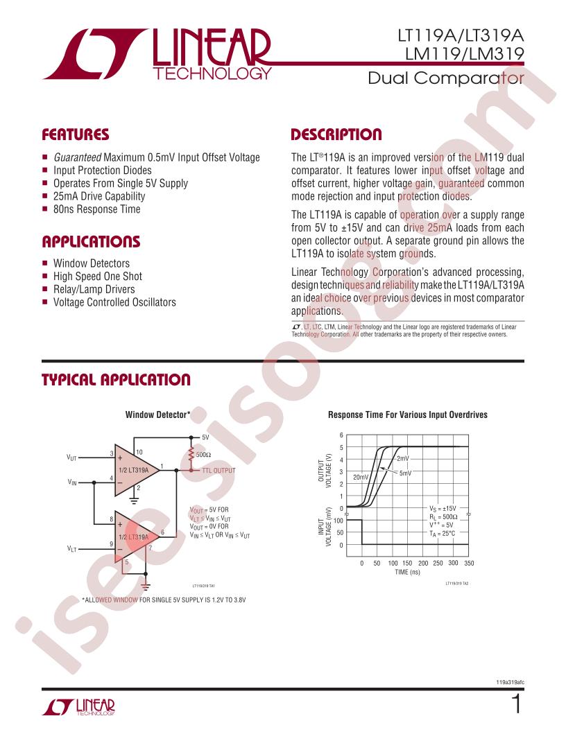 LT119A/319A, LM119/319