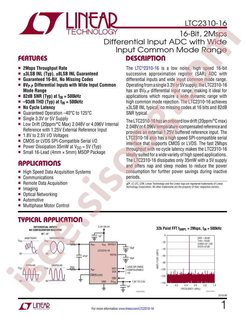 LTC2310-16 Datasheet