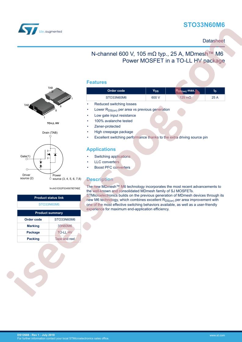 STO33N60M6 Datasheet