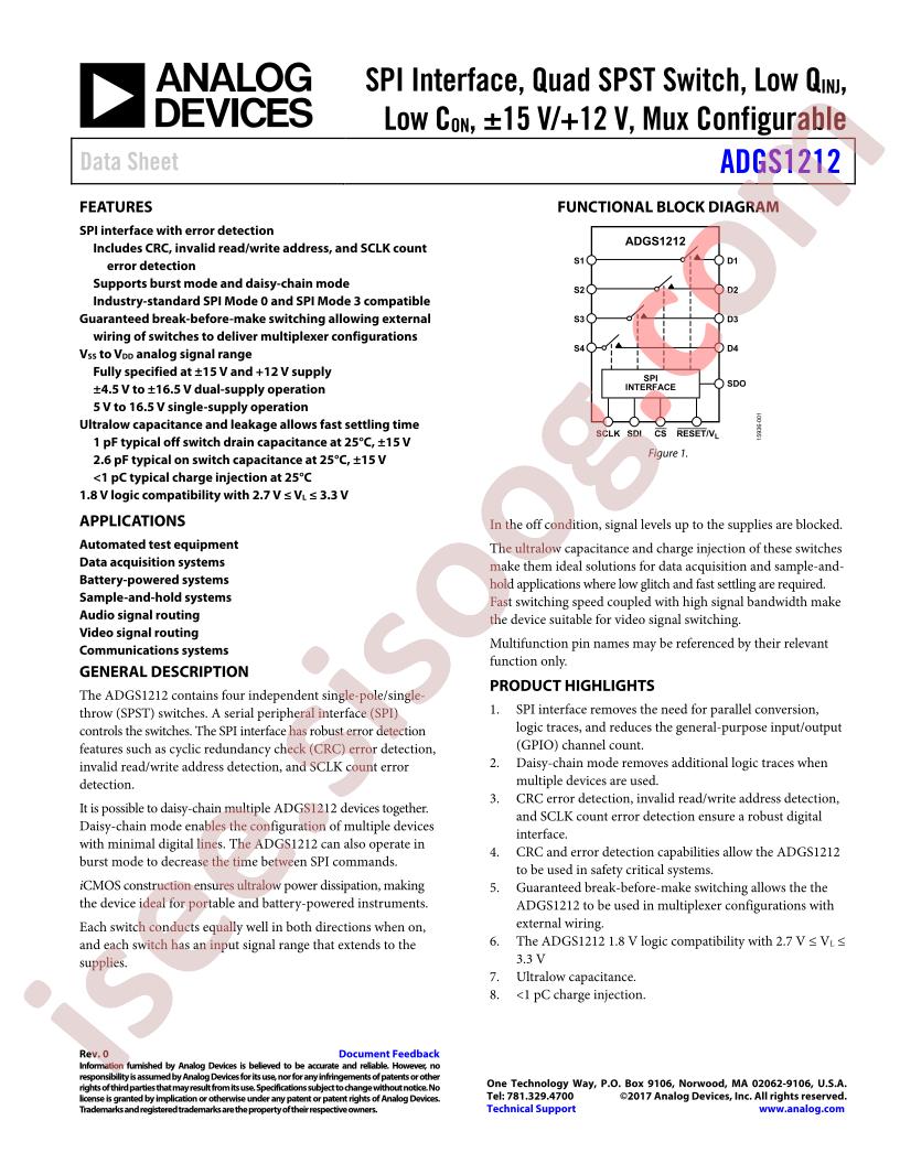 ADGS1212 Datasheet