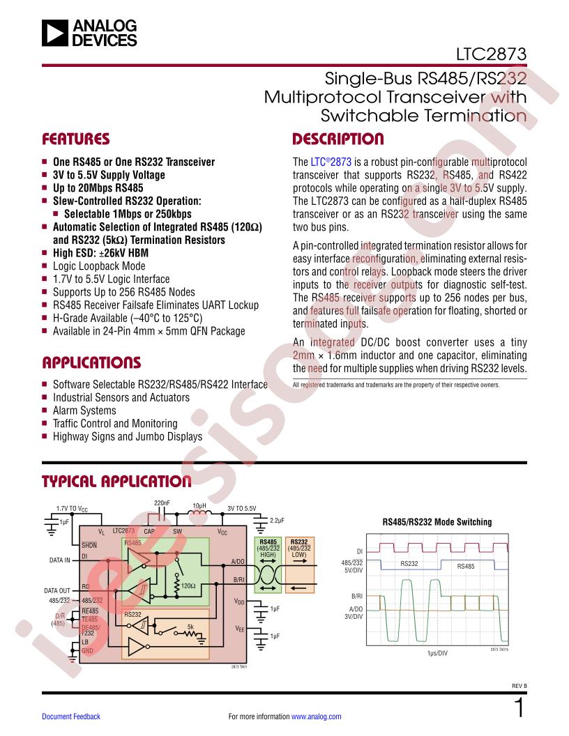 LTC2873 Datasheet