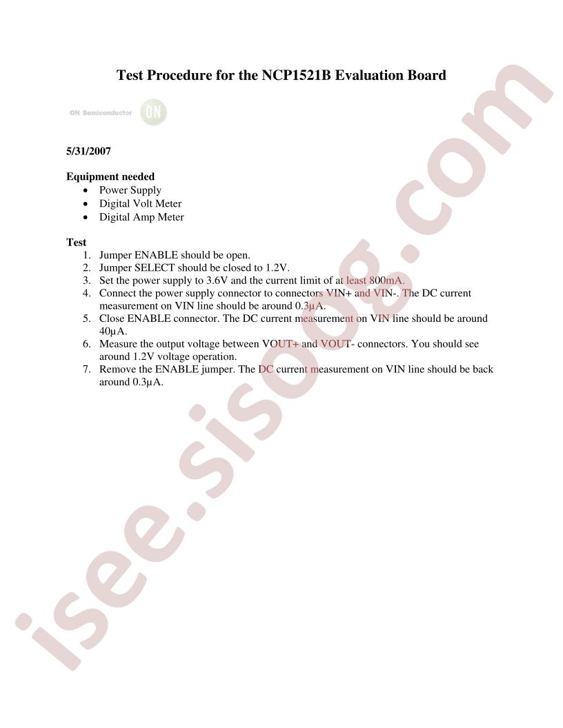 NCP1521BEVB Test Procedure