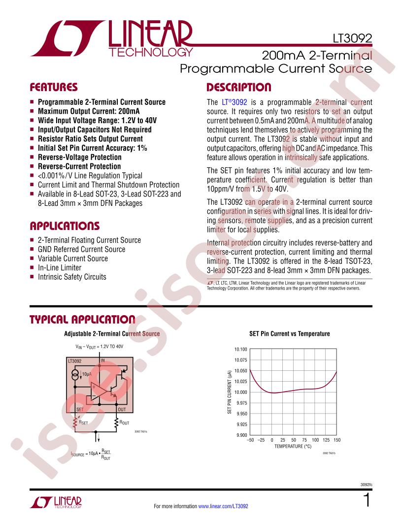 LT3092 Datasheet