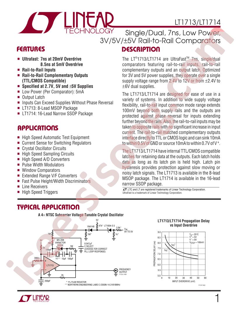 LT1713, LT1714 Datasheet