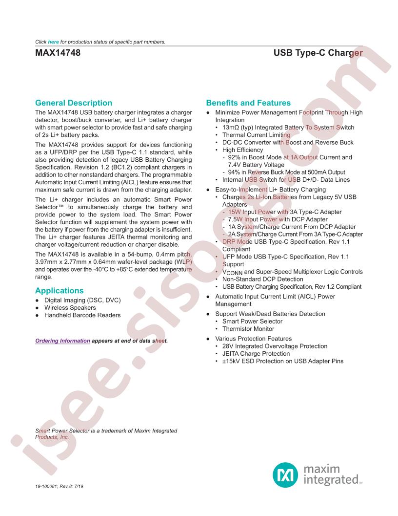 MAX14748 Datasheet