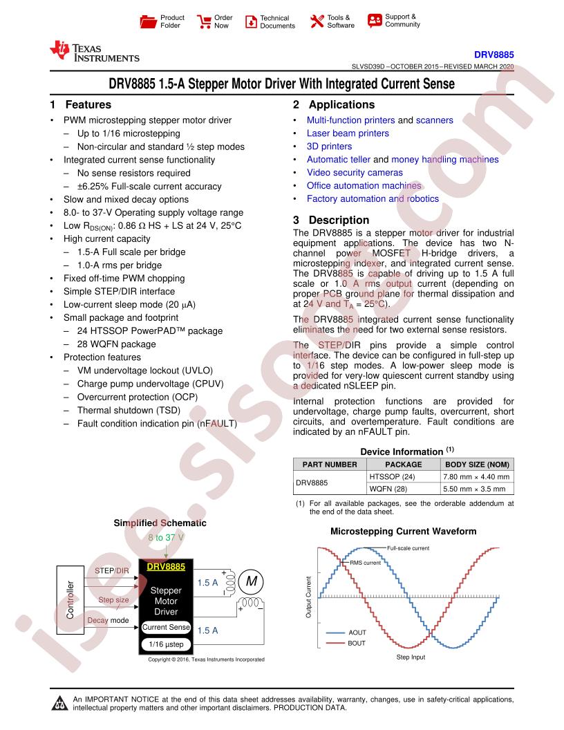 DRV8885 Datasheet