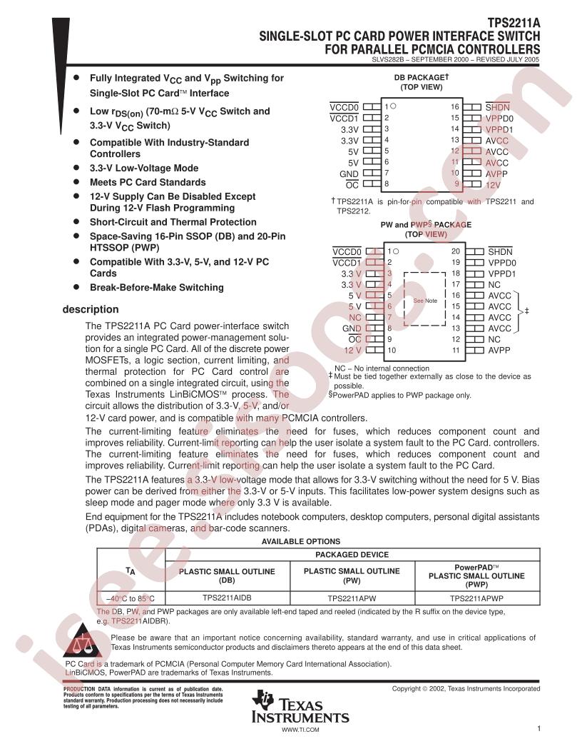 TPS2211A Datasheet