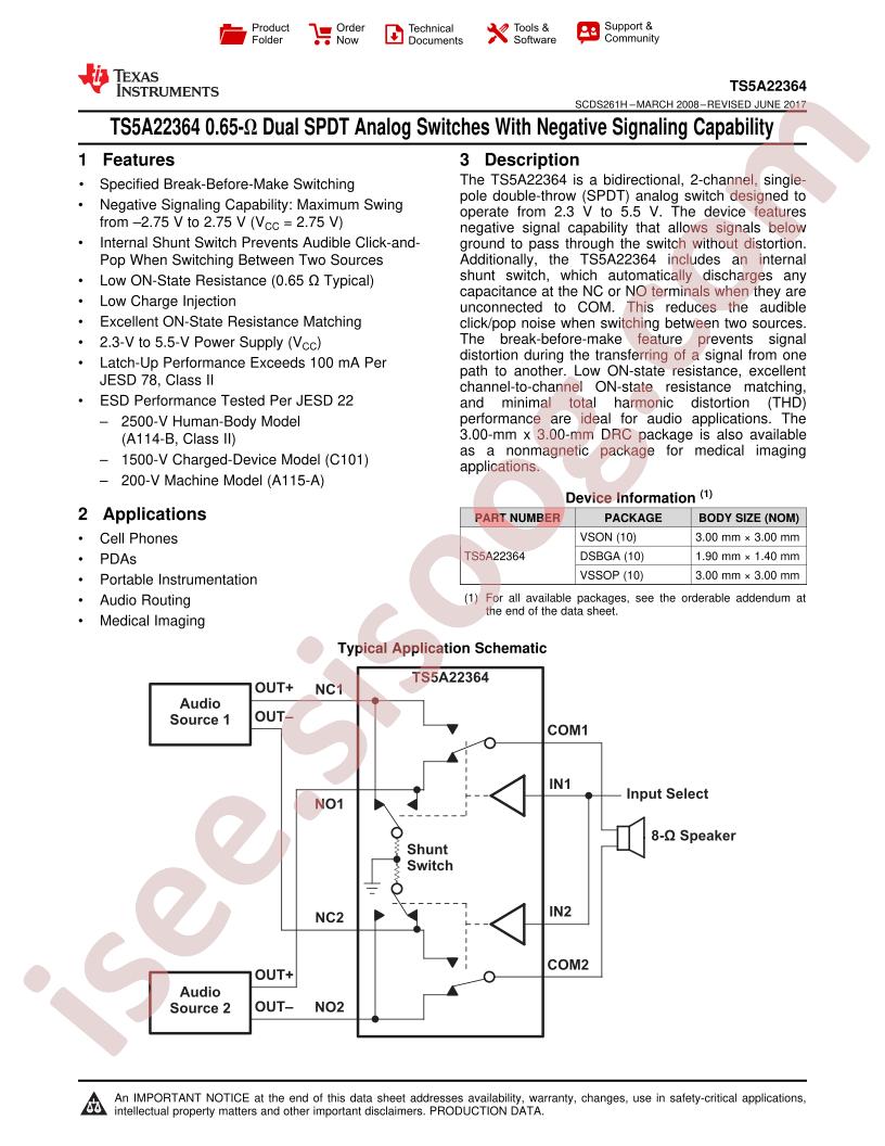 TS5A22364 Datasheet