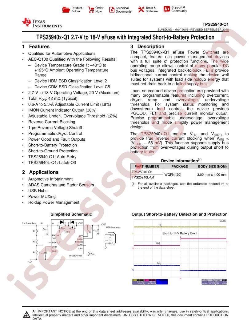 TPS25940-Q1 Datasheet