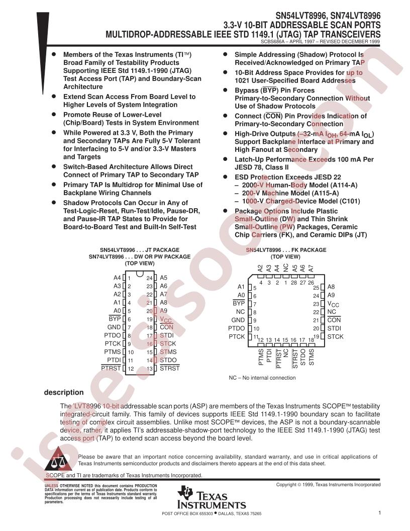 SN54LVT8996, SN74LVT8996