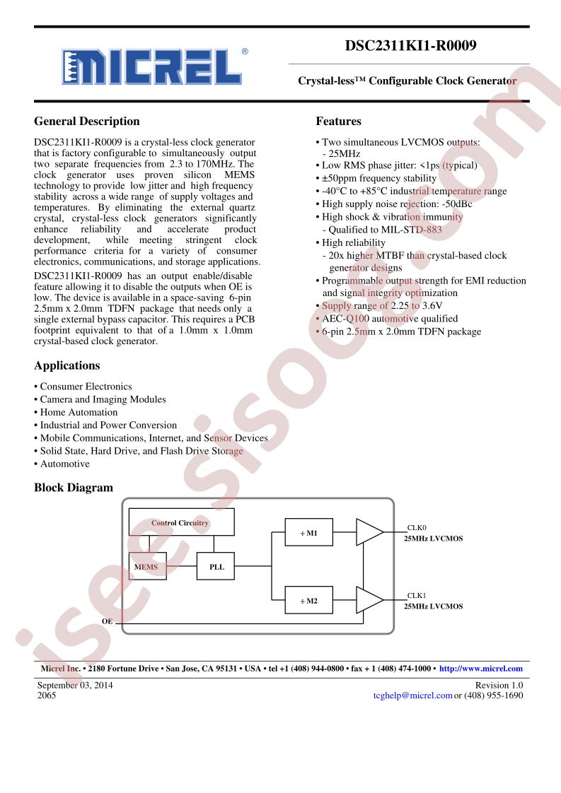 DSC2311KI1-R0009 Datasheet