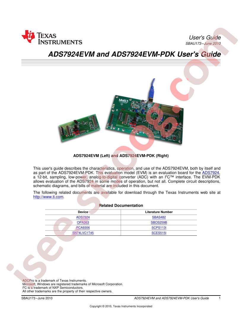 ADS7924EVM(-PDK) User Guide