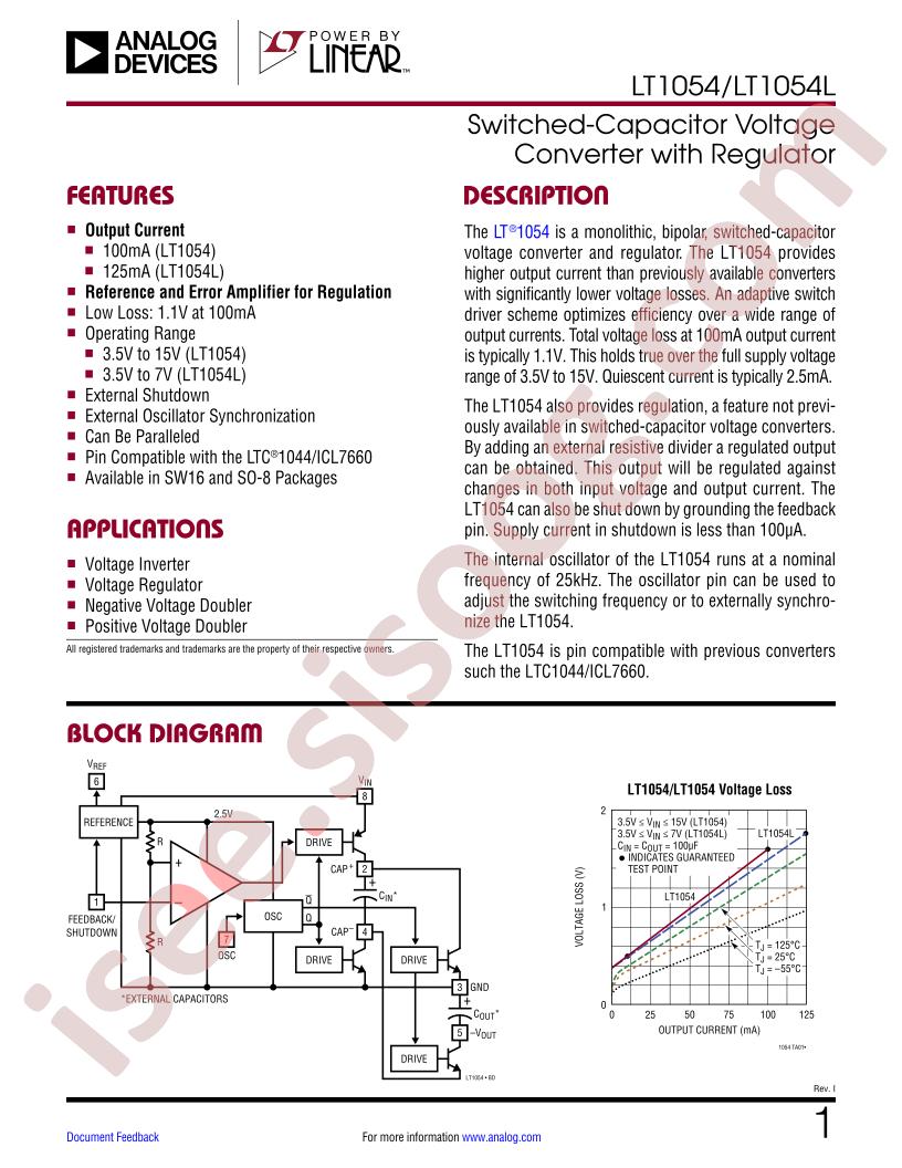 LT1054, LT1054L Datasheet