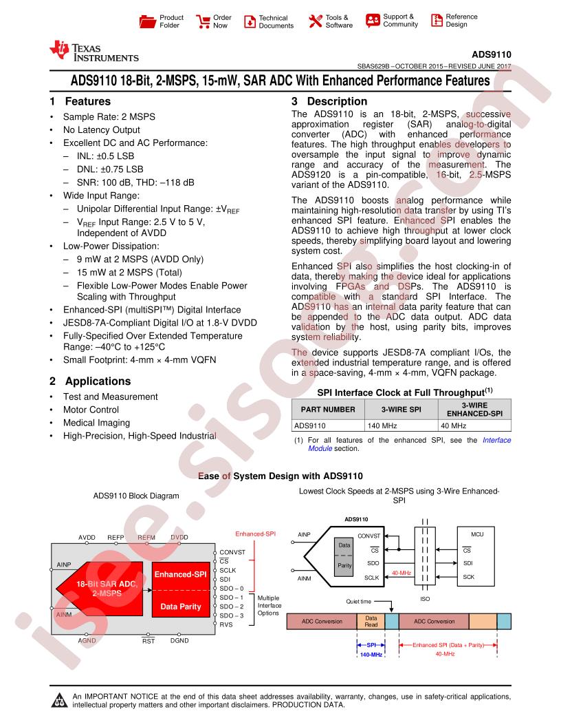 ADS9110 Datasheet