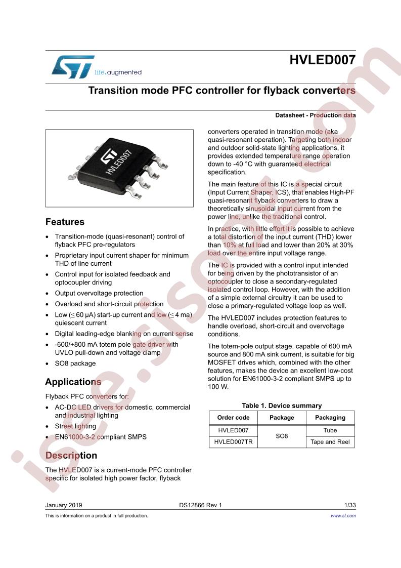 HVLED007 Datasheet