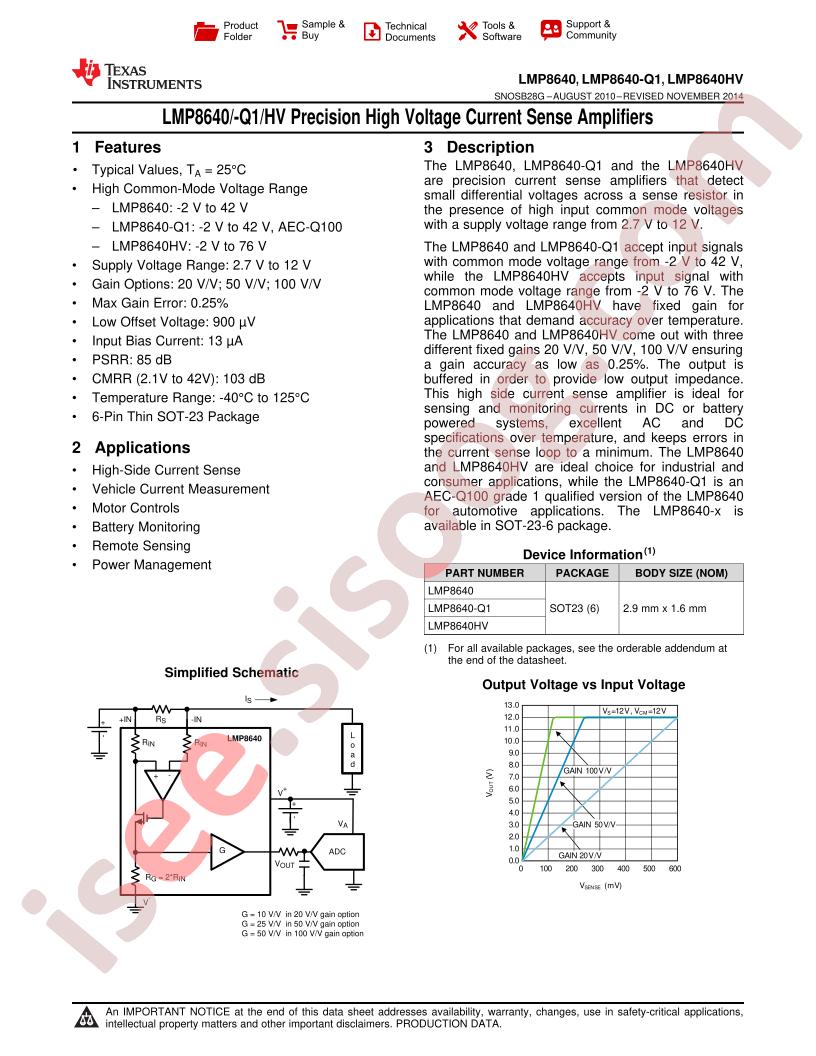 LMP8640(HV) Datasheet