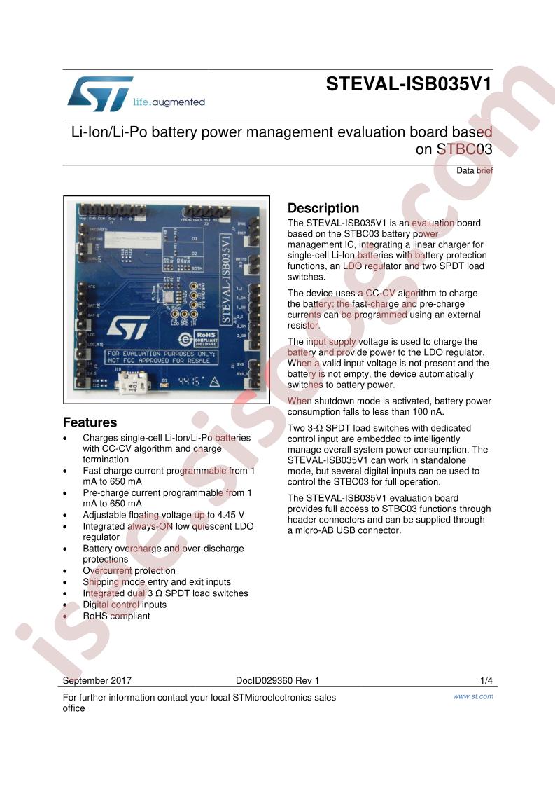 STEVAL-ISB035V1 Brief