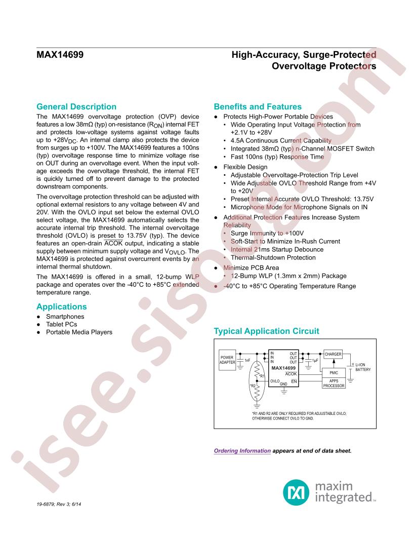 MAX14699 Datasheet