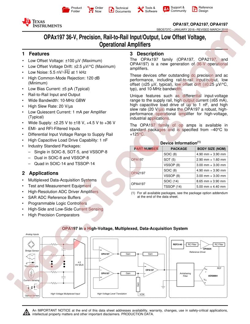 OPA197, 2197, 4197 Datasheet