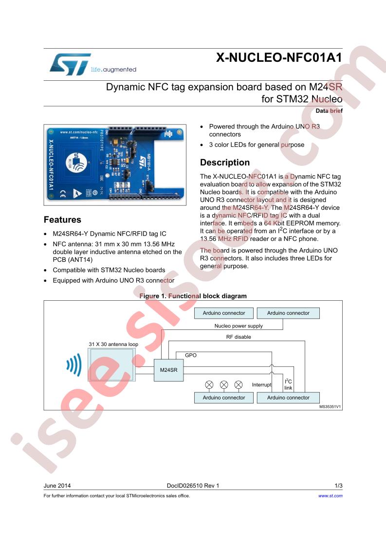 X-NUCLEO-NFC01A1 Data Brief