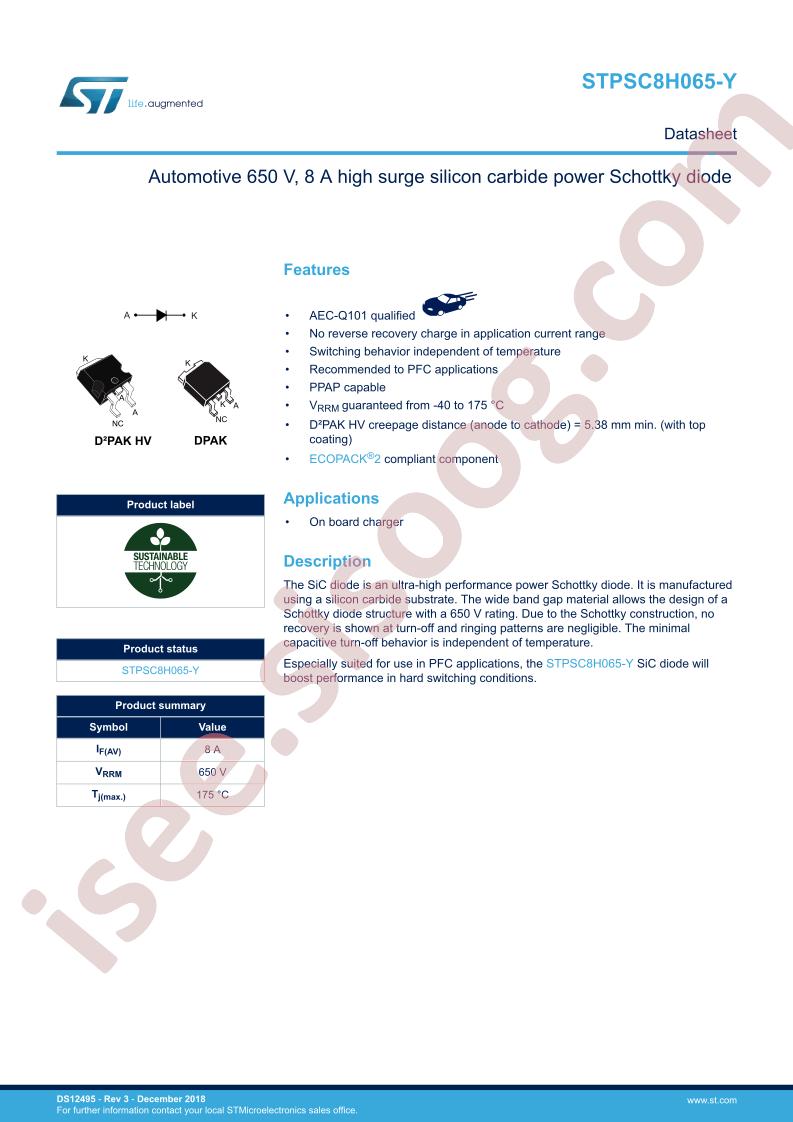 STPSC8H065-Y Datasheet