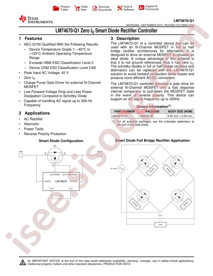 LM74670-Q1 Datasheet