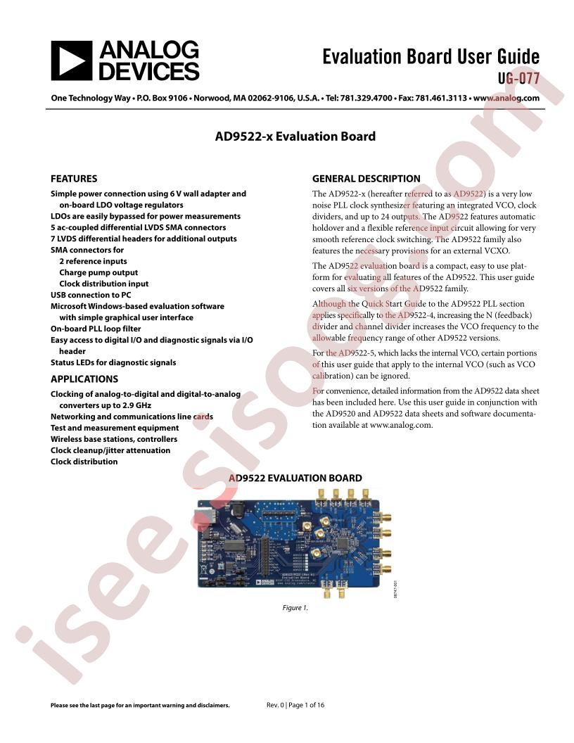 AD9522-x Eval Brd Guide